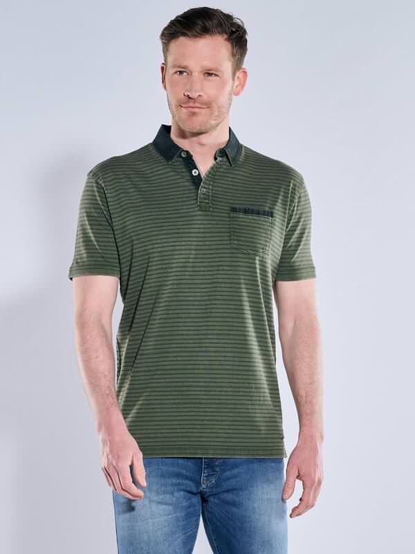 engbers Herren Polo-Shirt gestreift Grün regular Knopfleiste engbers Herren Polo-Shirt gestreift Grün regular Knopfleiste von engbers