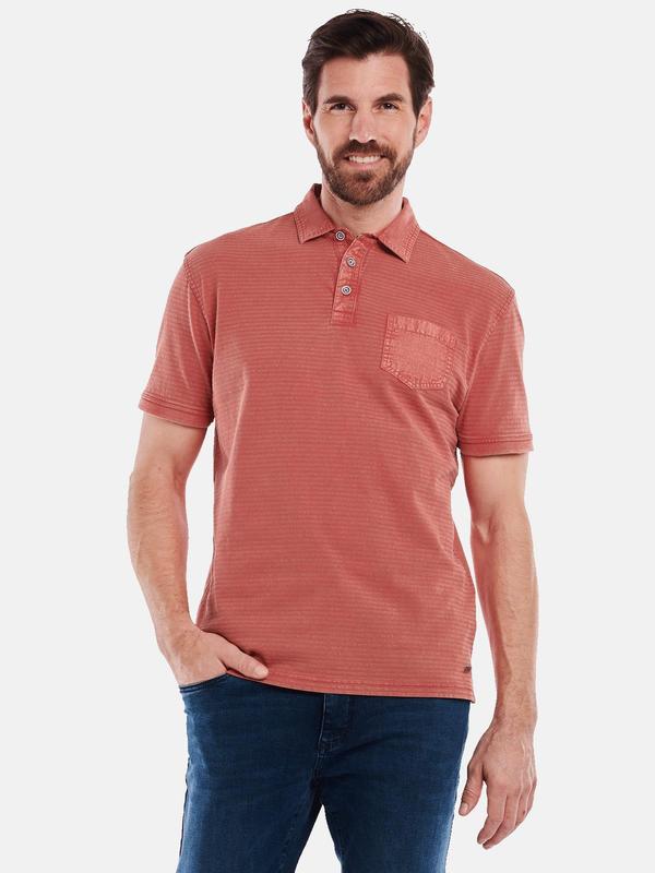 engbers Herren Polo-Shirt gestreift rot regular uni Knopfleiste von engbers