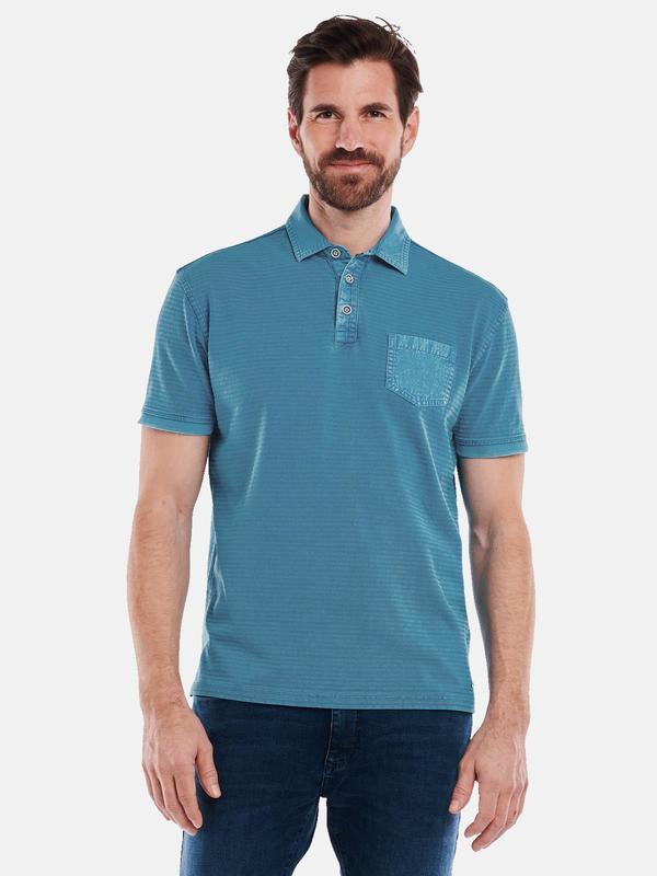 engbers Herren Polo-Shirt gestreift türkis regular uni Knopfleiste von engbers