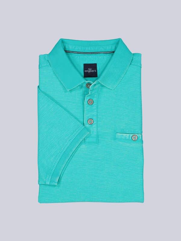 engbers Herren Polo-Shirt meliert Türkis regular uni Knopfleiste von engbers