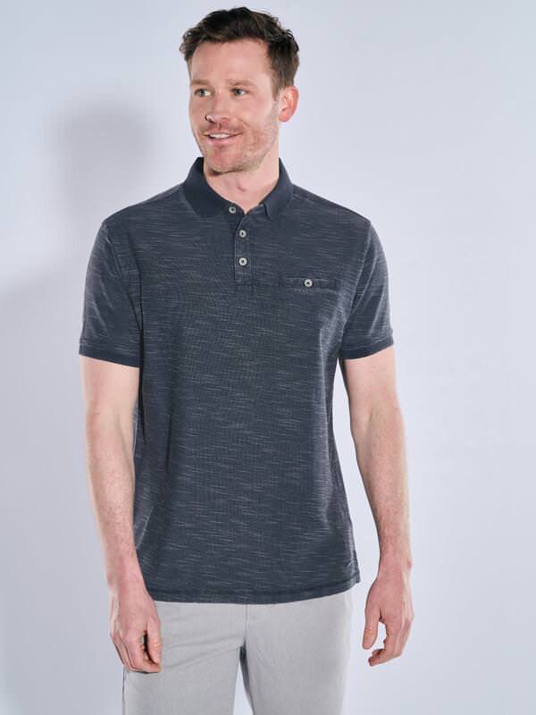 engbers Herren Polo-Shirt meliert Blau regular uni Knopfleiste von engbers
