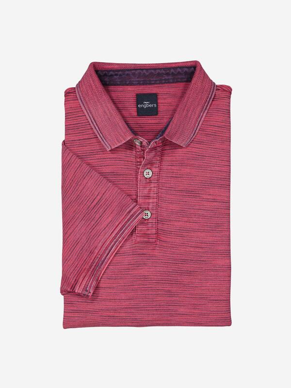 engbers Herren Polo-Shirt meliert Violett regular gestreift Knopfleiste von engbers