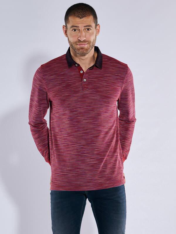 engbers Herren Polo-Shirt regular Rot gestreift Kent-Kragen von engbers