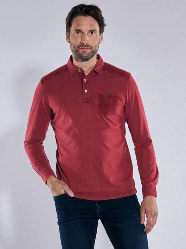 engbers Herren Polo-Shirt regular Rot uni Kent-Kragen von engbers