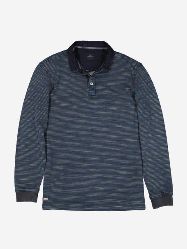 engbers Herren Polo-Shirt regular Schwarz gestreift Kent-Kragen von engbers