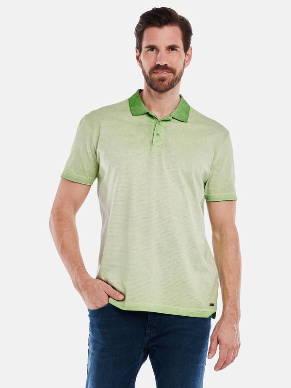 engbers Herren Polo-Shirt regular grün gestreift Knopfleiste von engbers