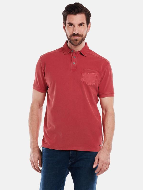 engbers Herren Polo-Shirt regular rot uni Knopfleiste von engbers