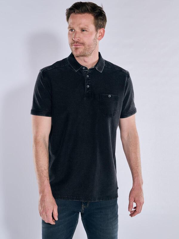 engbers Herren Polo-Shirt regular Schwarz uni Kent-Kragen von engbers