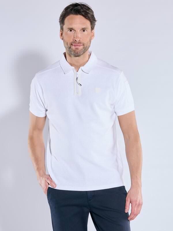 engbers Herren Polo-Shirt regular Weiß gemustert Zipper engbers Herren Polo-Shirt regular Weiß gemustert Zipper von engbers