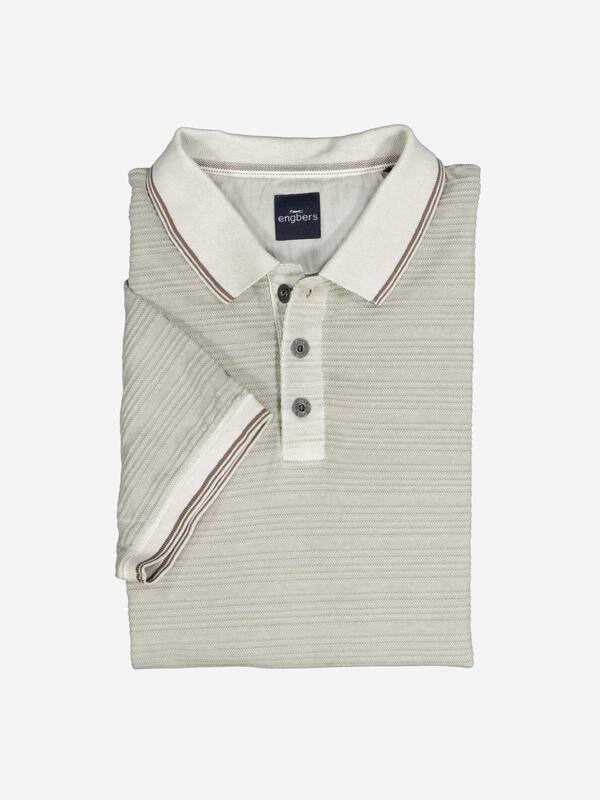 engbers Herren Polo-Shirt strukturiert Beige regular gestreift Knopfleiste engbers Herren Polo-Shirt strukturiert Beige regular gestreift Knopfleiste von engbers