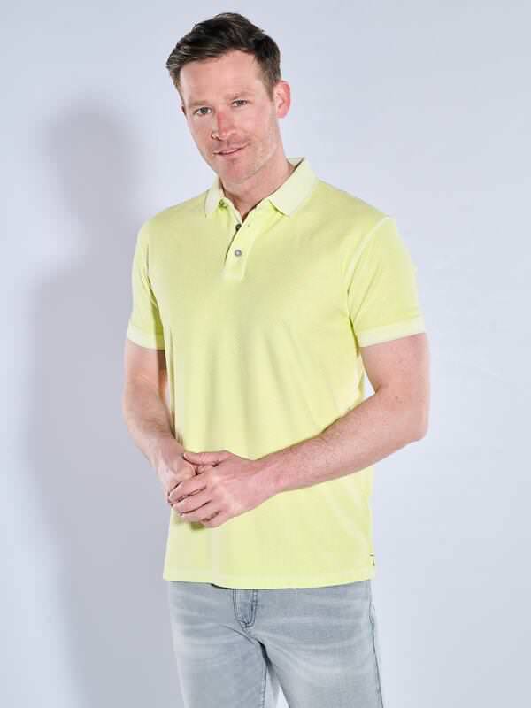 engbers Herren Polo-Shirt strukturiert Gelb regular gemustert Knopfleiste von engbers