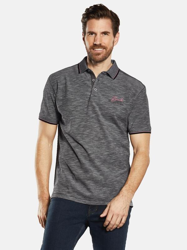 engbers Herren Polo-Shirt strukturiert grau regular gemustert Knopfleiste von engbers
