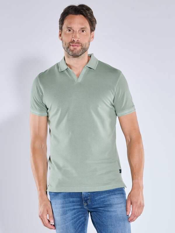 engbers Herren Polo-Shirt uni Grün regular Knopfleiste von engbers