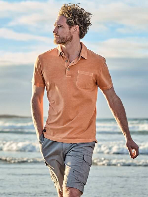 engbers Herren Polo-Shirt uni Orange regular Knopfleiste engbers Herren Polo-Shirt uni Orange regular Knopfleiste von engbers