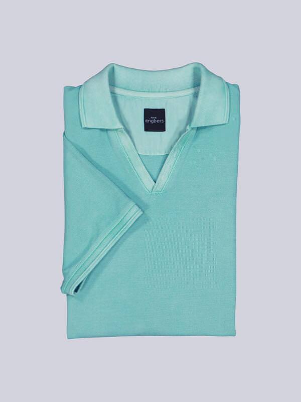 engbers Herren Polo-Shirt uni Türkis regular Knopfleiste von engbers