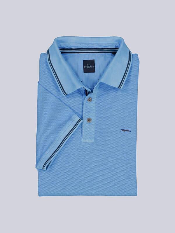 engbers Herren Polo-Shirt uni Blau regular Knopfleiste von engbers