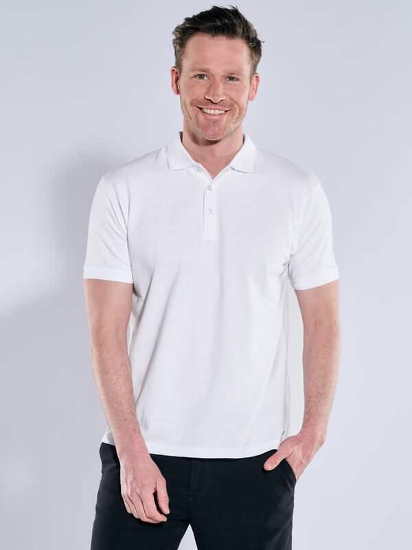 engbers Herren Polo-Shirt uni Weiß regular Knopfleiste von engbers
