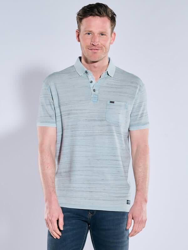 engbers Herren Poloshirt Blau regular gestreift Knopfleiste von engbers