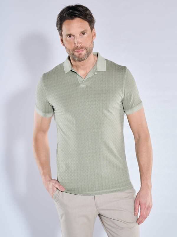 engbers Herren Polo-Shirt aus reiner Baumwolle Grün regular gemustert Kent-Kragen engbers Herren Polo-Shirt aus reiner Baumwolle Grün regular gemustert Kent-Kragen von engbers