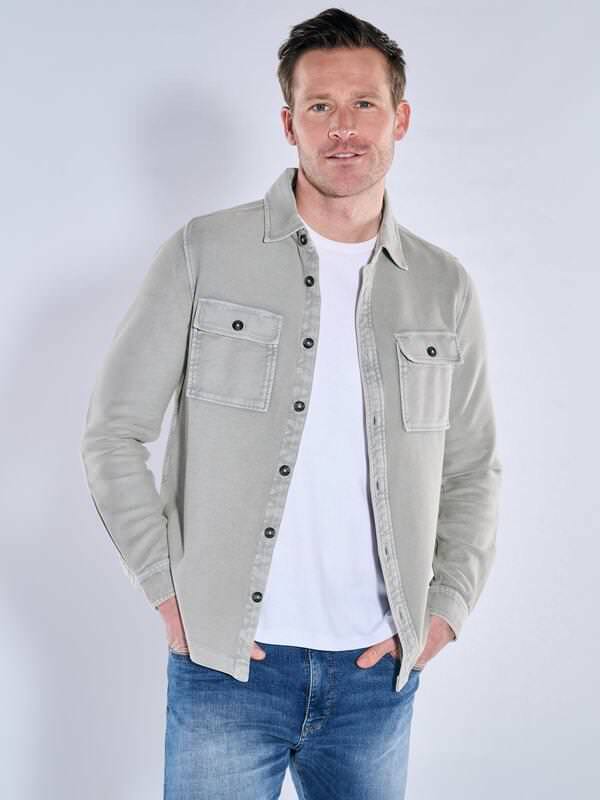 engbers Herren Poloshirt langarm Grau regular uni Knopfleiste von engbers