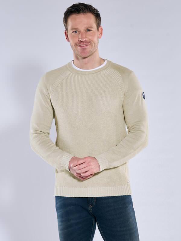engbers Herren Pullover Rundhals Beige regular uni Rundhals von engbers