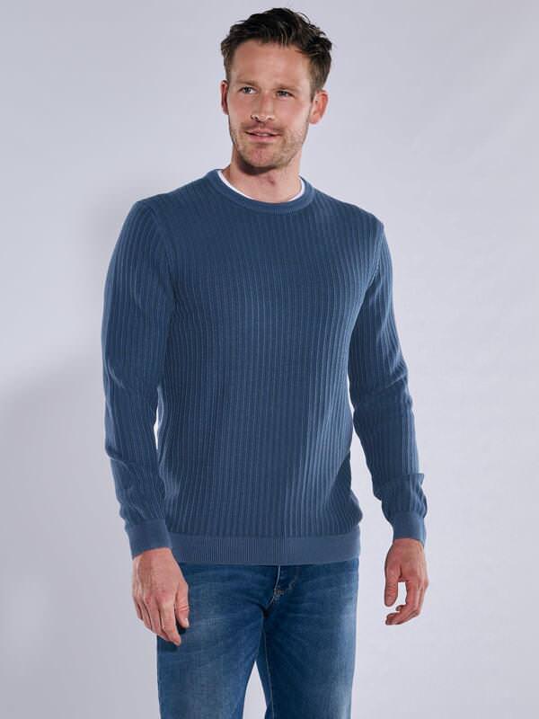 engbers Herren Pullover Rundhals Blau regular uni Rundhals von engbers