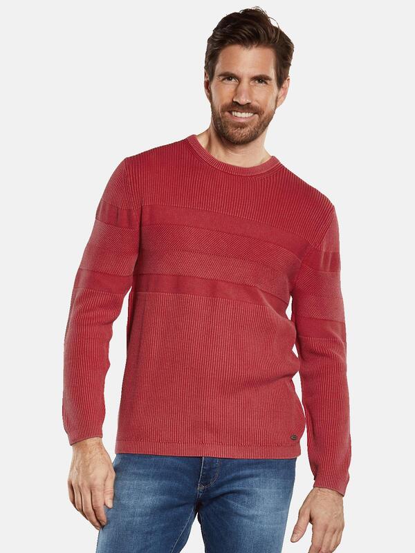 engbers Herren Pullover strukturiert rot regular uni Rundhals von engbers