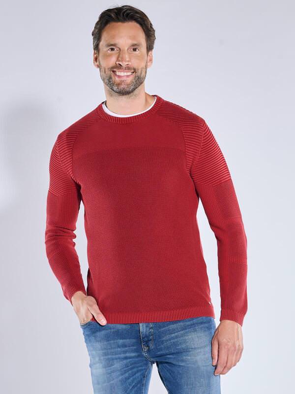 engbers Herren Pullover aus Baumwolle Rot regular uni Rundhals von engbers