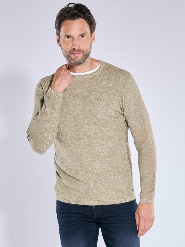 engbers Herren Pullover meliert Grün regular gemustert Rundhals von engbers