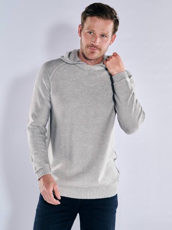 engbers Herren Pullover mit Kapuze Grau regular uni Kapuze von engbers