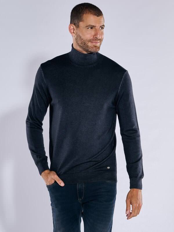engbers Herren Pullover mit Rollkragen Blau regular uni Rollkragen von engbers