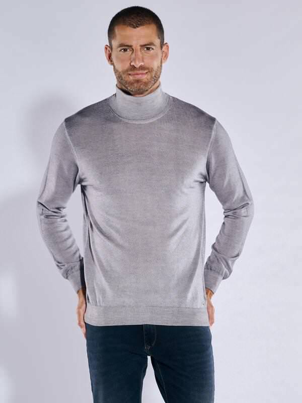 engbers Herren Pullover mit Rollkragen Grau regular uni Rollkragen von engbers