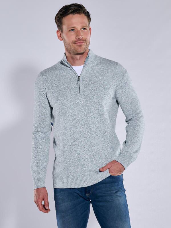 engbers Herren Pullover mit Stehkragen Blau regular gemustert Zipper von engbers