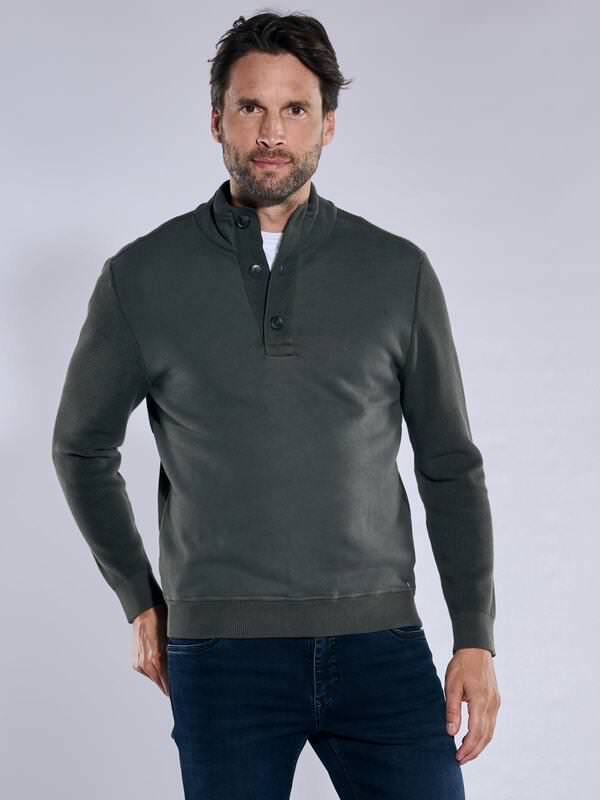 engbers Herren Pullover mit Troyerkragen Türkis regular uni Rundhals von engbers