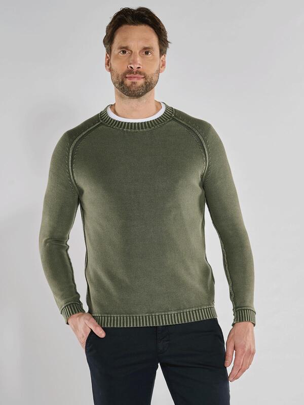 engbers Herren Pullover regular grün uni Rundhals von engbers