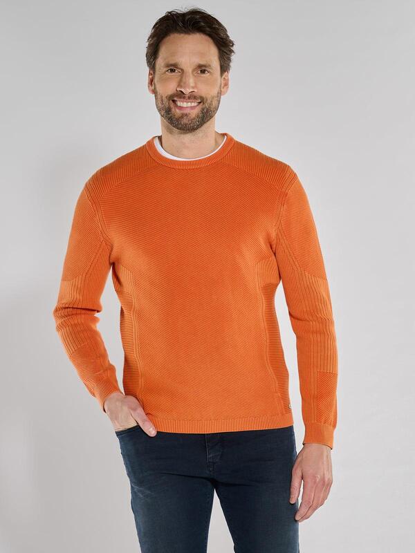 engbers Herren Pullover regular orange uni Rundhals von engbers