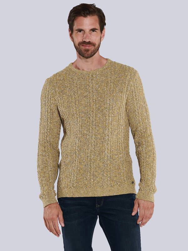 engbers Herren Pullover strukturiert Gelb regular gemustert Rundhals von engbers