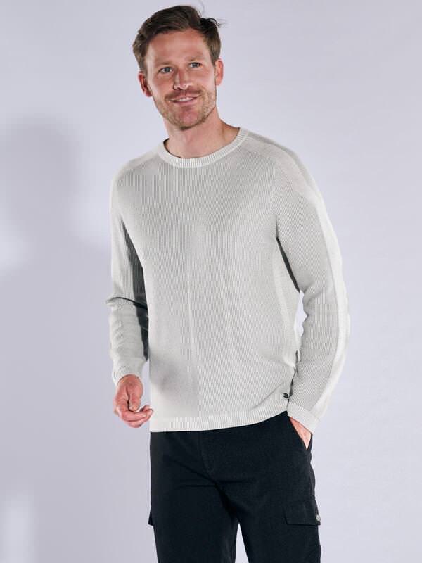 engbers Herren Pullover strukturiert Grau regular uni Rundhals von engbers