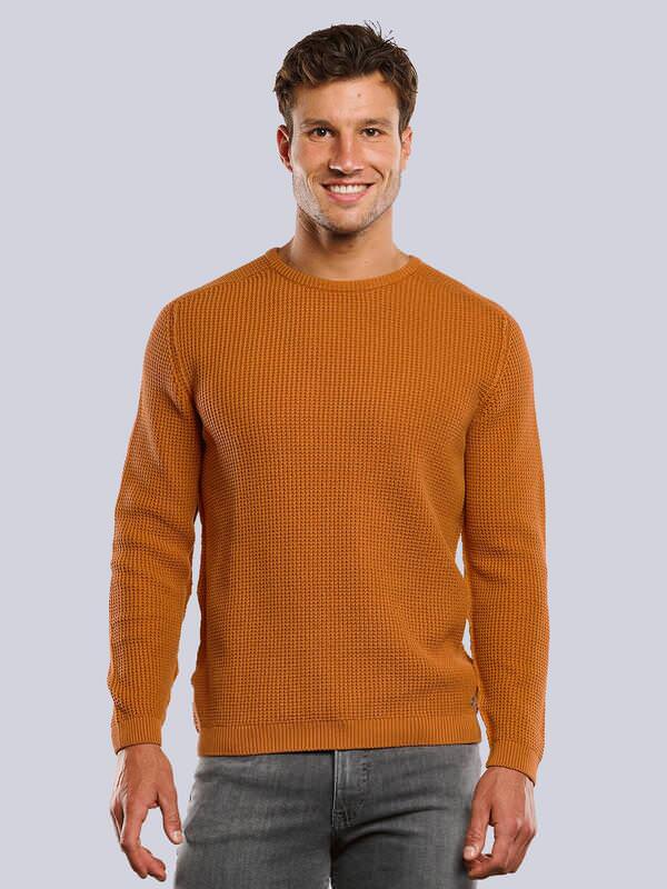 engbers Herren Pullover strukturiert Orange regular uni Rundhals von engbers