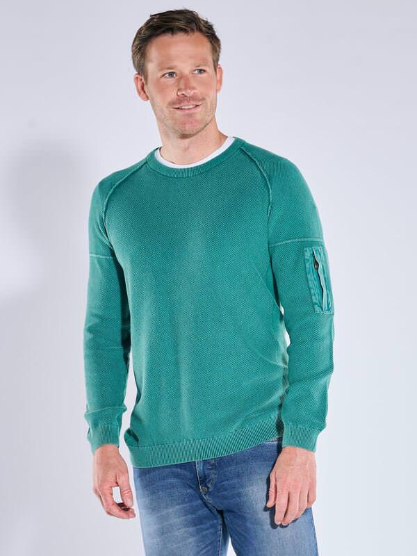 engbers Herren Pullover strukturiert Türkis regular uni Rundhals engbers Herren Pullover strukturiert Türkis regular uni Rundhals von engbers