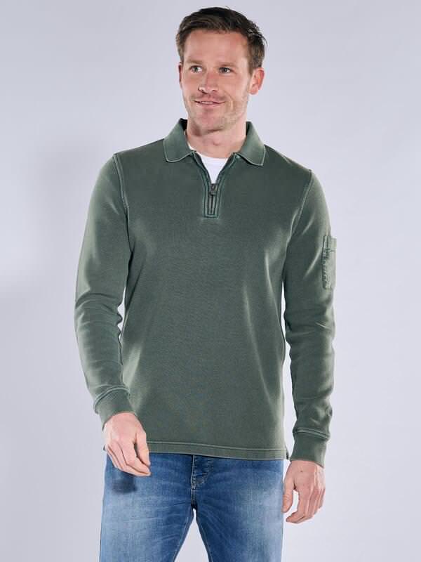 engbers Herren Rugby-Shirt Grün regular uni Zipper von engbers