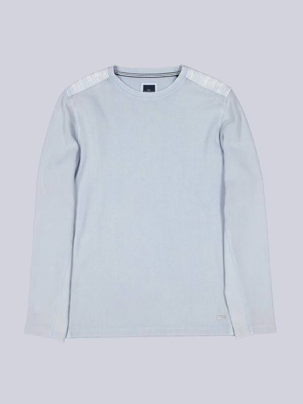 engbers Herren Langarm-Shirt meliert Blau regular gemustert Rundhals von engbers