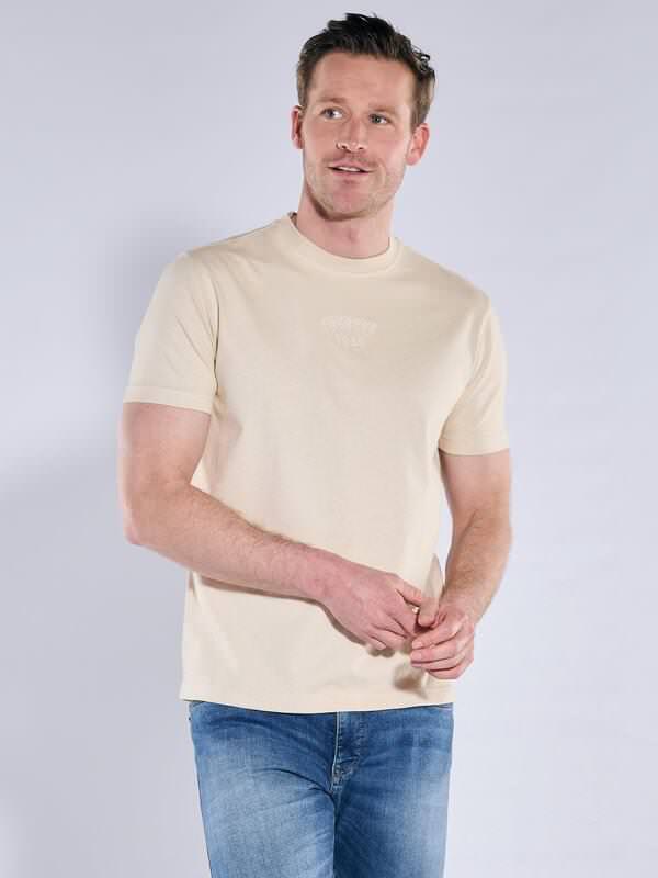 engbers Herren Rundhals T-Shirt Beige regular uni Rundhals von engbers