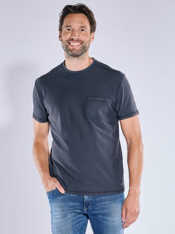 engbers Herren T-Shirt strukturiert Blau regular gestreift Rundhals von engbers