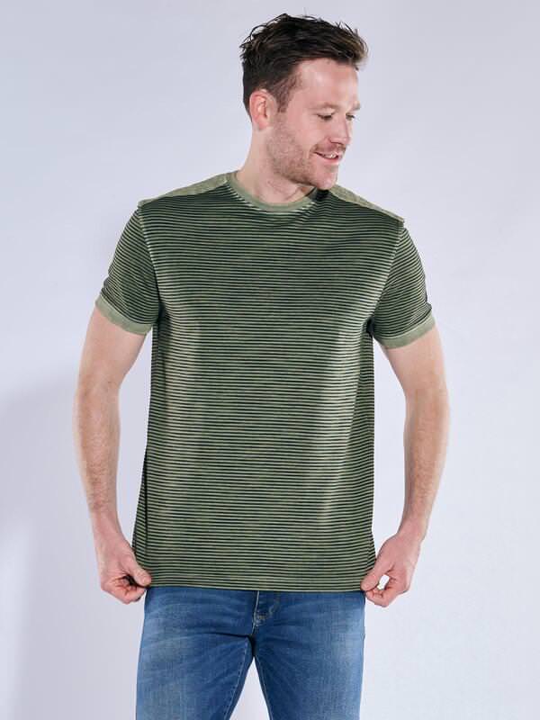 engbers Herren Rundhals T-Shirt Grün regular gestreift Rundhals von engbers