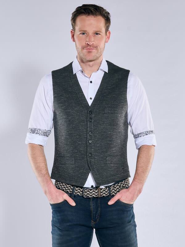 engbers Herren Sakko-Weste mit Knopfleiste Grau regular gemustert von engbers