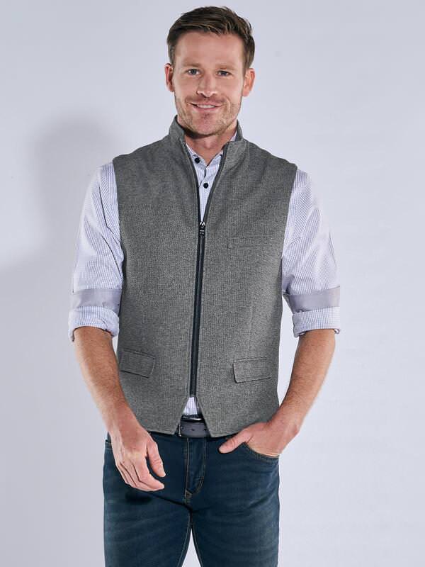 engbers Herren Sakko-Weste mit Zipper Grau regular gestreift engbers Herren Sakko-Weste mit Zipper Grau regular gestreift von engbers