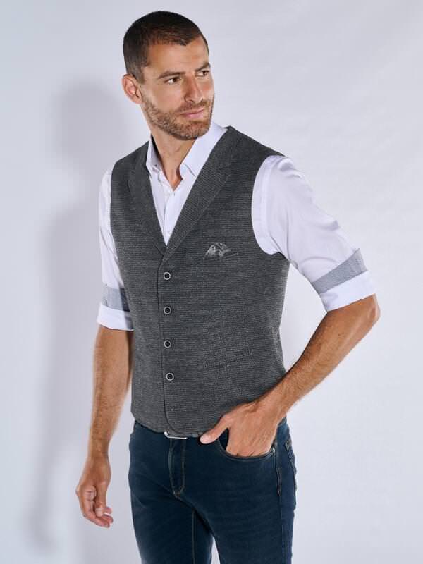 engbers Herren Sakko-Weste regular Grau gemustert von engbers