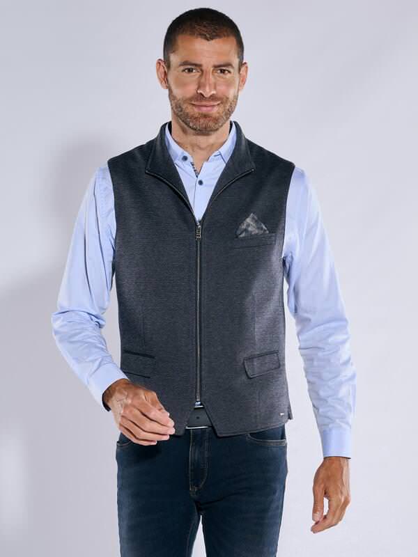 engbers Herren Sakko-Weste slim fit Blau gemustert von engbers