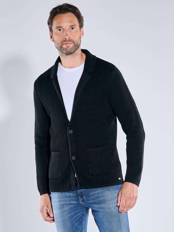 engbers Herren Sakko in edler Strickqualität Schwarz regular uni Reverskragen von engbers